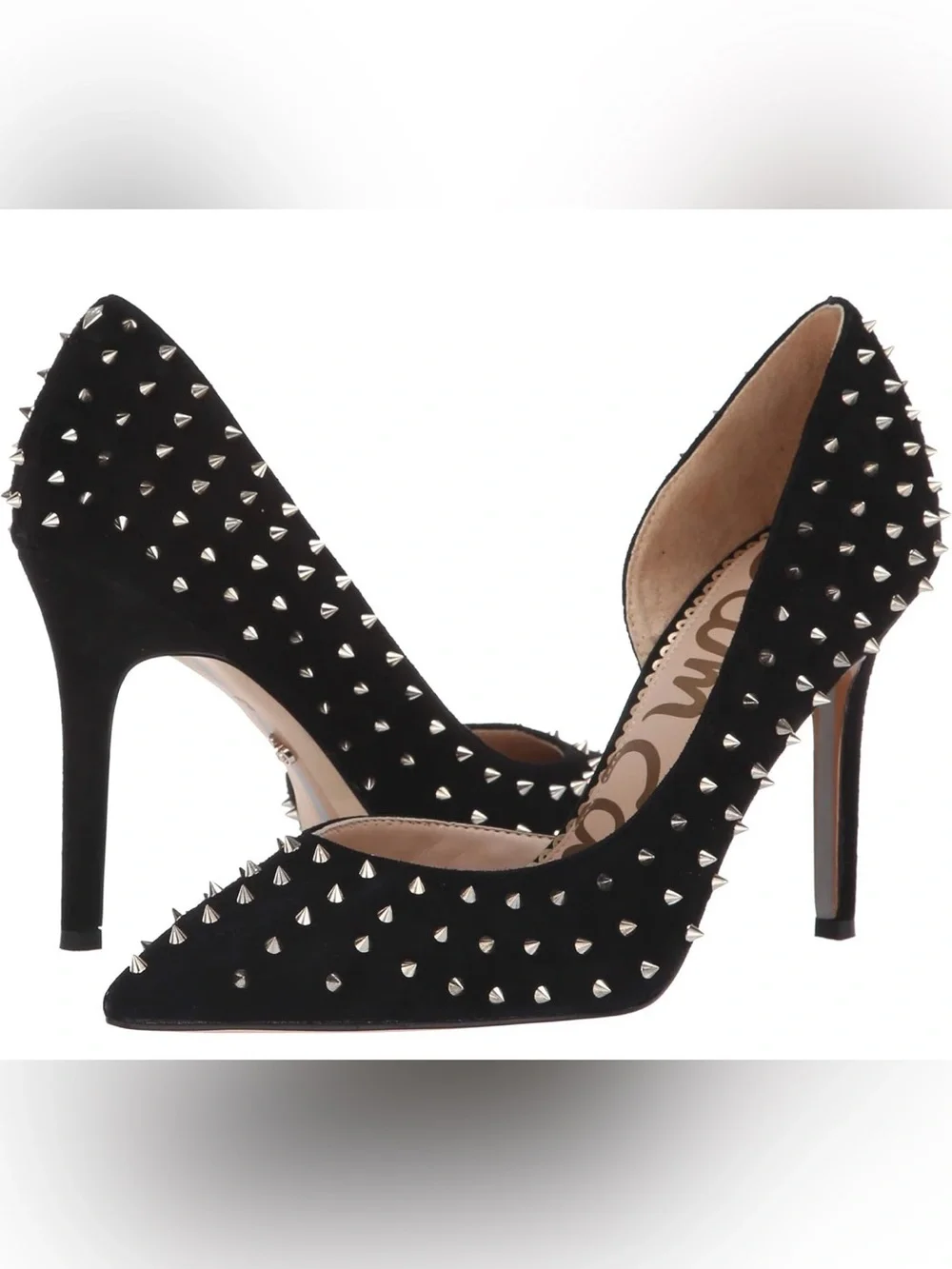 $149 Sam Edelman Haddlee d’orsay stud heel shoes 10 punk pump leather black